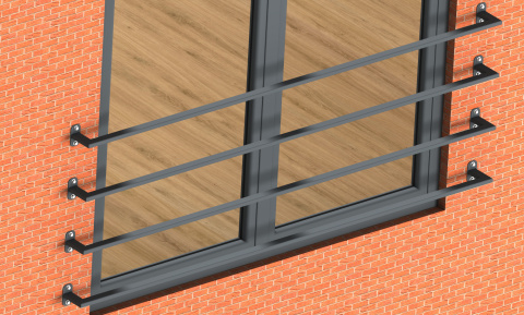 Widok balustrady przed wykonaniem ocieplenia lub balustrady zamontowanej na gotowej elewacji. Widok balustrady przed wykonaniem ocieplenia lub balustrady zamontowanej na gotowej elewacji.