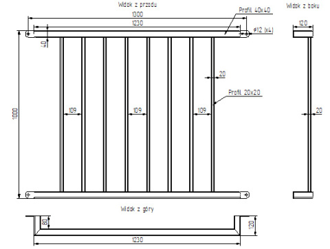 dane techniczne balustrady francuskiej SB-13/7 dane techniczne balustrady francuskiej SB-13/7
