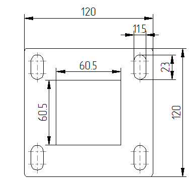 Stopa montażowa 120x120 mm dla profilu 60x60 mm stal czarna S235 Stopa montażowa 120x120 mm dla profilu 60x60 mm stal czarna S235
