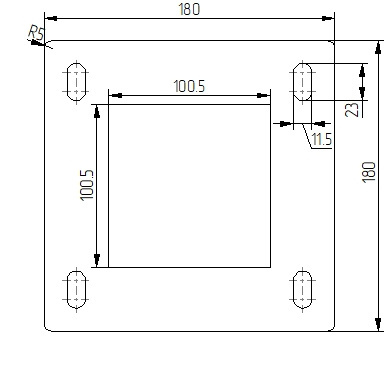 Stopa montażowa 180x180 mm dla profilu 100x100 mm stal czarna S235 Stopa montażowa 180x180 mm dla profilu 100x100 mm stal czarna S235
