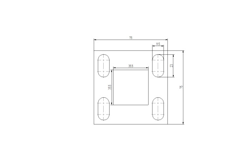 Stopa montażowa 75x75 mm dla profilu 35x35 mm stal czarna S235 Stopa montażowa 75x75 mm dla profilu 35x35 mm stal czarna S235