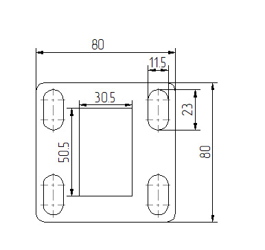 Stopa montażowa 80x80 mm dla profilu 50x30 mm stal czarna S235 Stopa montażowa 80x80 mm dla profilu 50x30 mm stal czarna S235