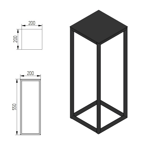 Kwietnik loftowy loft stojak metalowy na kwiaty 55x20 SD-3/2 dane techniczne Kwietnik loftowy loft stojak metalowy na kwiaty 55x20 SD-3/2 dane techniczne