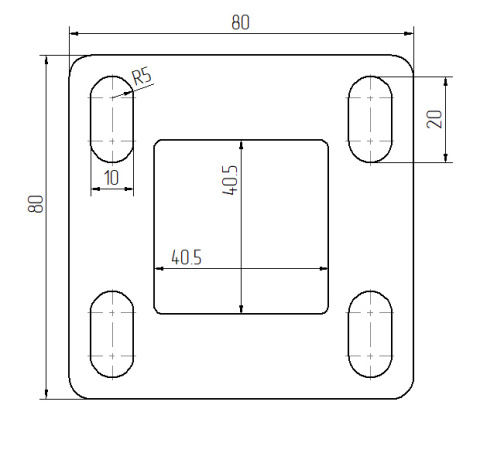 Stopa montażowa 80x80 mm dla profilu 40x40 mm stal nierdzewna AISI 304 Stopa montażowa 80x80 mm dla profilu 40x40 mm stal nierdzewna AISI 304