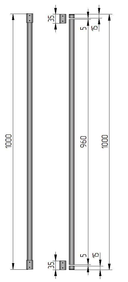 poglądowy rysunek techniczny prezentujący tralkę o długości 1 mb poglądowy rysunek techniczny prezentujący tralkę o długości 1 mb