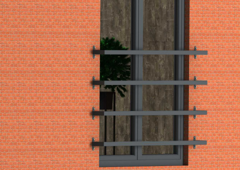 Widok balustrady przed wykonaniem ocieplenia lub balustrady zamontowanej na gotowej elewacji. Widok balustrady przed wykonaniem ocieplenia lub balustrady zamontowanej na gotowej elewacji.
