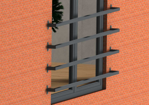Widok balustrady przed wykonaniem ocieplenia lub balustrady zamontowanej na gotowej elewacji. Widok balustrady przed wykonaniem ocieplenia lub balustrady zamontowanej na gotowej elewacji.