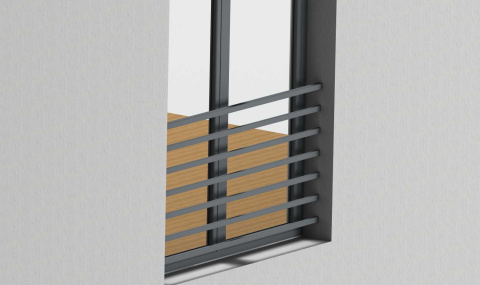 Widok balustrady po wykonaniu ocieplenia w przypadku montażu przed wykonaniem elewacji. Widok balustrady po wykonaniu ocieplenia w przypadku montażu przed wykonaniem elewacji.