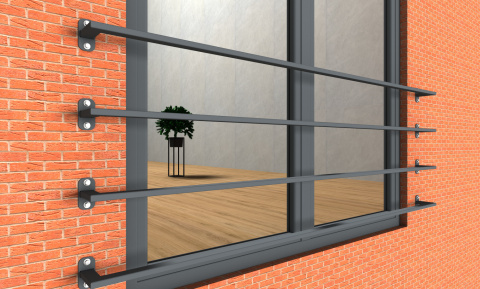 Widok balustrady przed wykonaniem ocieplenia lub balustrady zamontowanej na gotowej elewacji. Widok balustrady przed wykonaniem ocieplenia lub balustrady zamontowanej na gotowej elewacji.