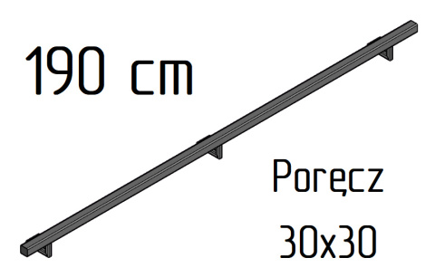 Poręcz ścienna schodowa 30x30mm SB-26/5 190cm zewnętrzna Poręcz ścienna schodowa 30x30mm SB-26/5 190cm zewnętrzna