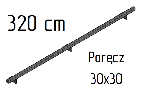 Poręcz ścienna schodowa 30x30mm SB-26/5 320cm zewnętrzna Poręcz ścienna schodowa 30x30mm SB-26/5 320cm zewnętrzna