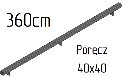 poręcz ścienna schodowa 40x40mm SB-26/4 360cm składana wewnętrzna poręcz ścienna schodowa 40x40mm SB-26/4 360cm składana wewnętrzna