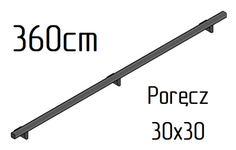 Poręcz ścienna schodowa 30x30mm SB-26/5 360cm zewnętrzna Poręcz ścienna schodowa 30x30mm SB-26/5 360cm zewnętrzna