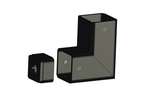adapter boczny 40x40mm do balustrada wewnętrzna pionowa harfa 35x35mm