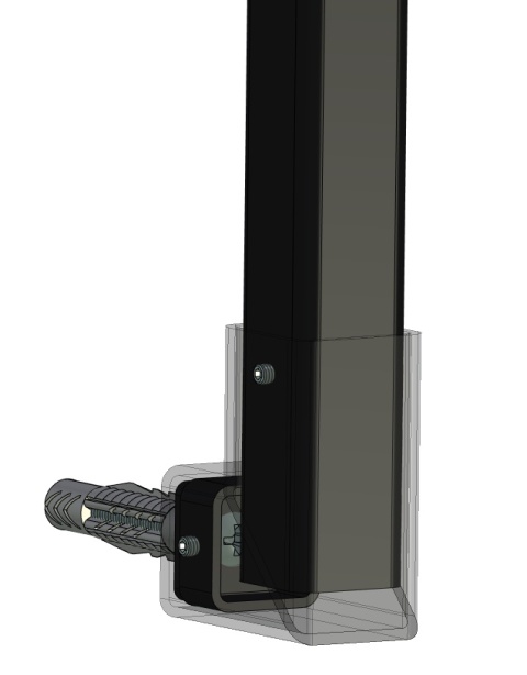 adapter boczny 40x40mm do balustrada wewnętrzna pionowa harfa 35x35mm