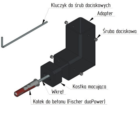 zestaw montażowy do powierzchni drewnianej