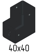 adapter boczny 40x40mm do balustrada wewnętrzna pionowa harfa 35x35mm