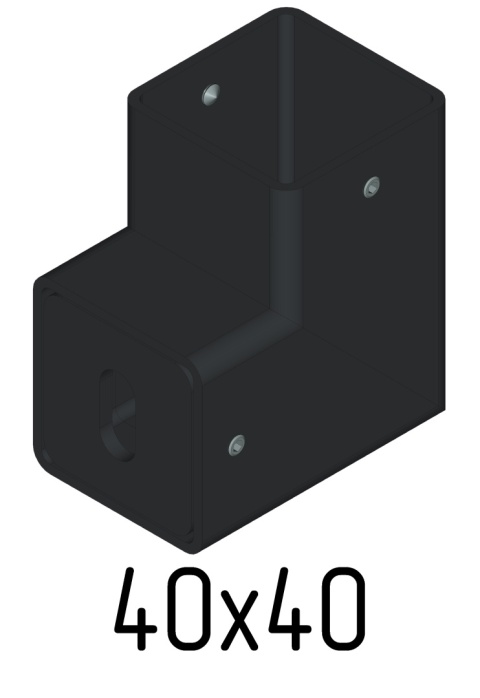 adapter boczny 40x40mm do balustrada wewnętrzna pionowa harfa 35x35mm