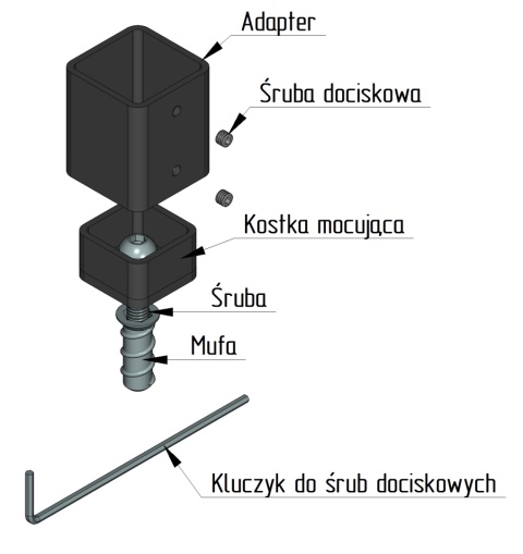 zestaw montażowy do powierzchni drewnianej