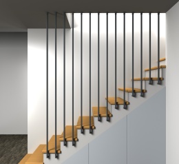 Balustrada pionowa harfa lamele stalowe 40x40mm SB-11/32 3mb - 3,9mb (montaż do boku schodów)