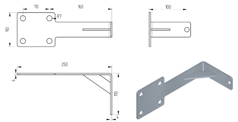 Element montażowy do balustrady francuskiej 1szt. SB-13/13 Element montażowy do balustrady francuskiej 1szt. SB-13/13